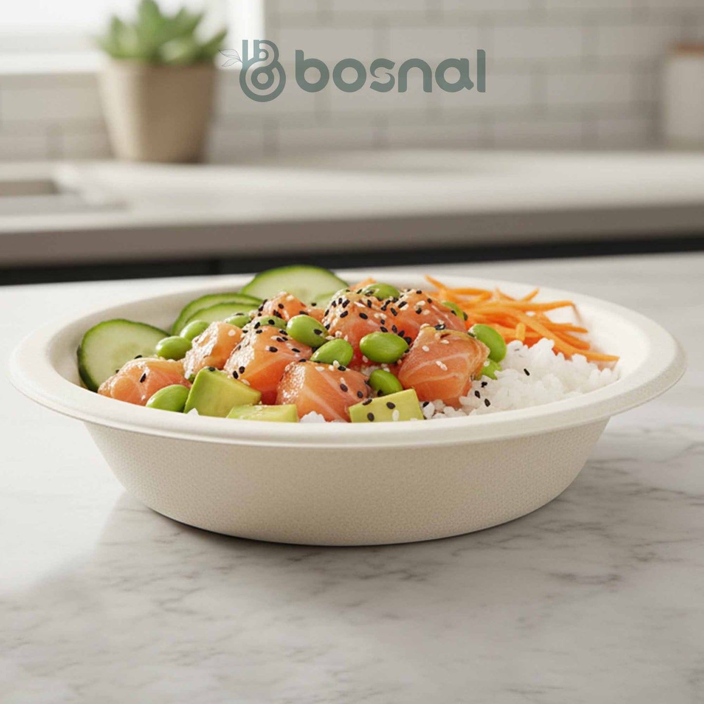 Bosnal - Sugarcane Bagasse Compostable 16 Oz Round Bowls - Case of 20 (500 Pcs)