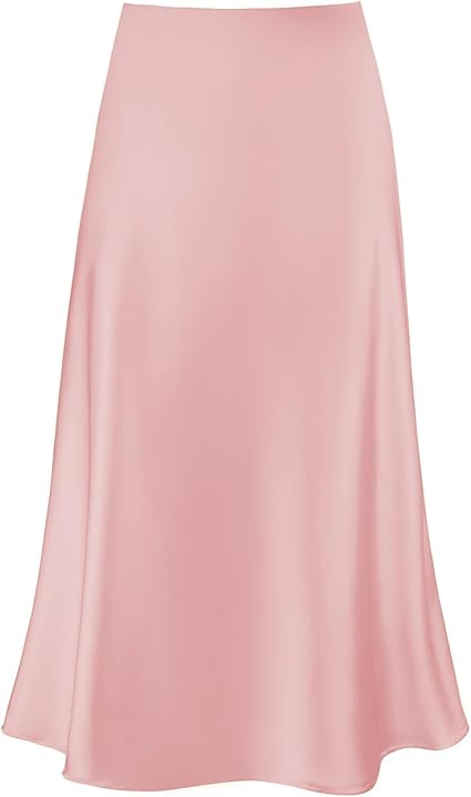 Women's Satin Midi Skirt Pink
