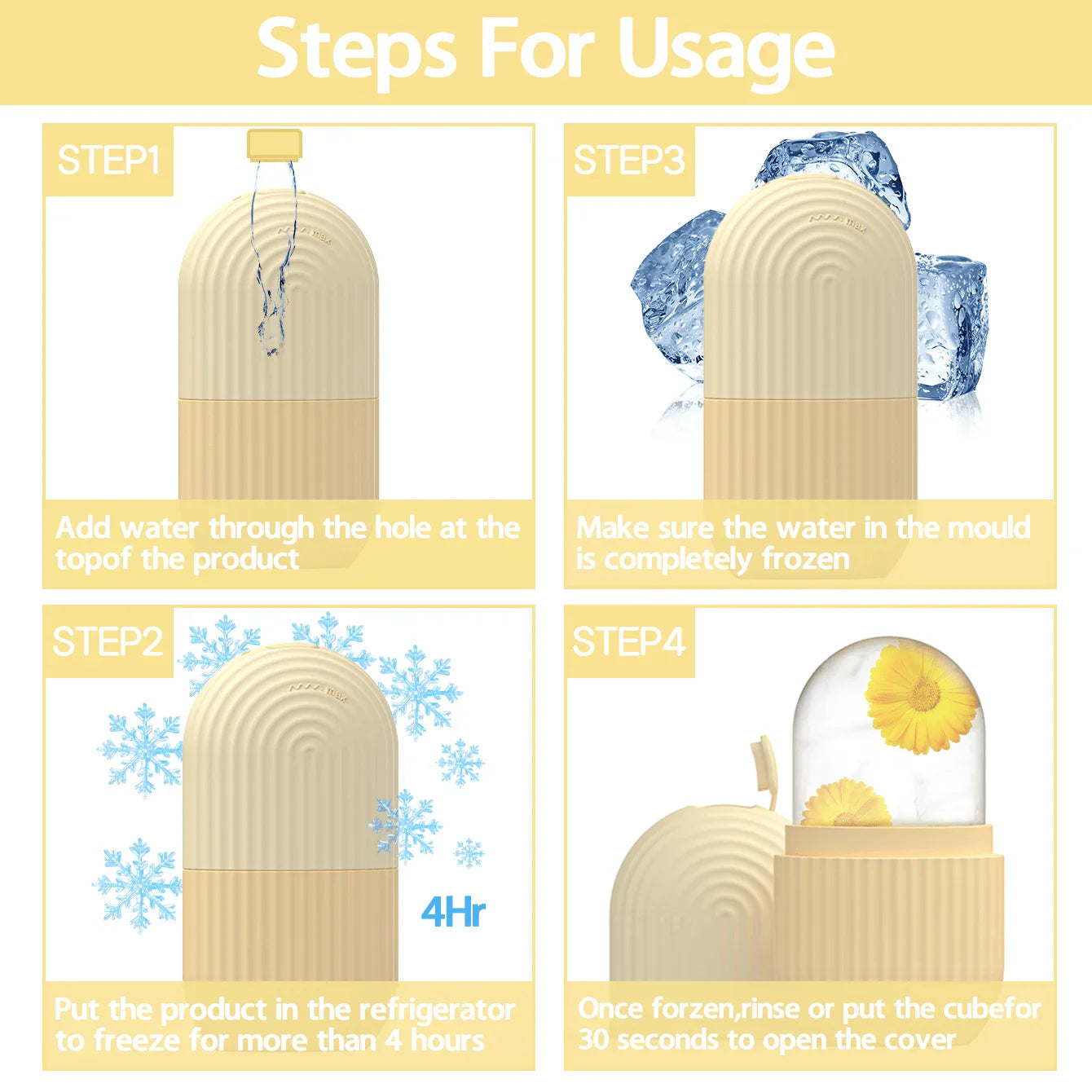 Upgraded Ice Roller Face and Eye Beauty Massage Silicone Ice Cubes Tighten Skin Reduce Skin Temperature Skin Care Tool