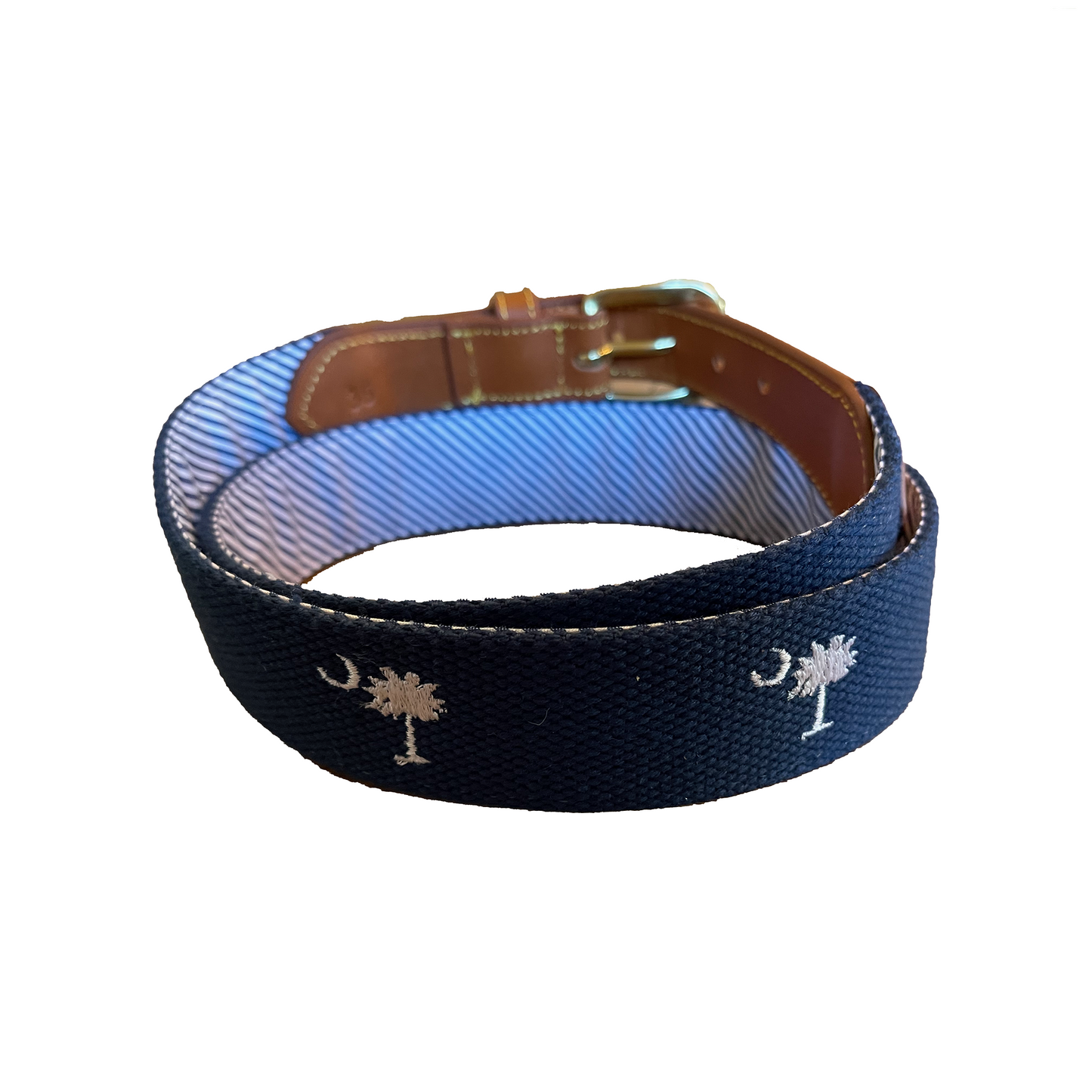 SC State Flag Belt Palmetto Moon on Cotton Web