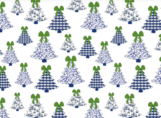 Christmas Tree with Green Bow Wrapping Paper
