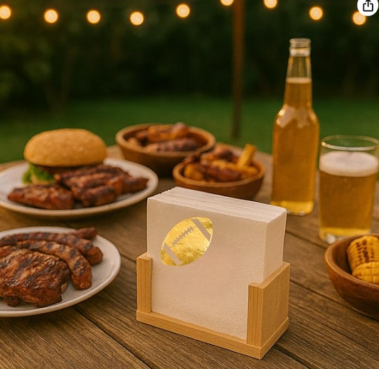 Football Cocktail Napkins with Gold Foil