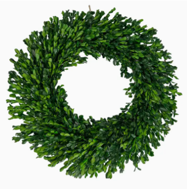 Naturally Preserved Green Boxwood Wreath 21" + Hanging Loop