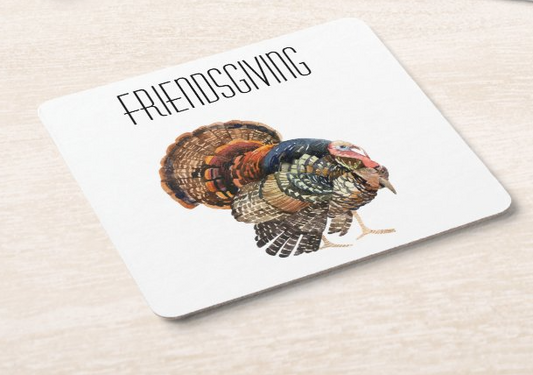 Friendsgiving Turkey Themed Cocktail Paper Coaster