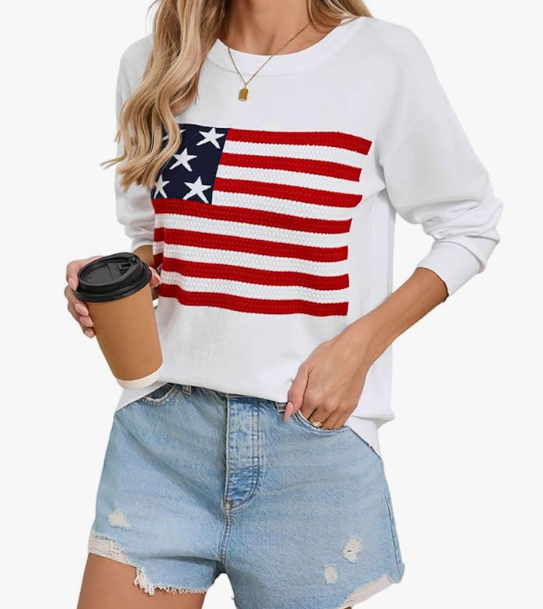 USA Flag Long Sleeve Knit Top