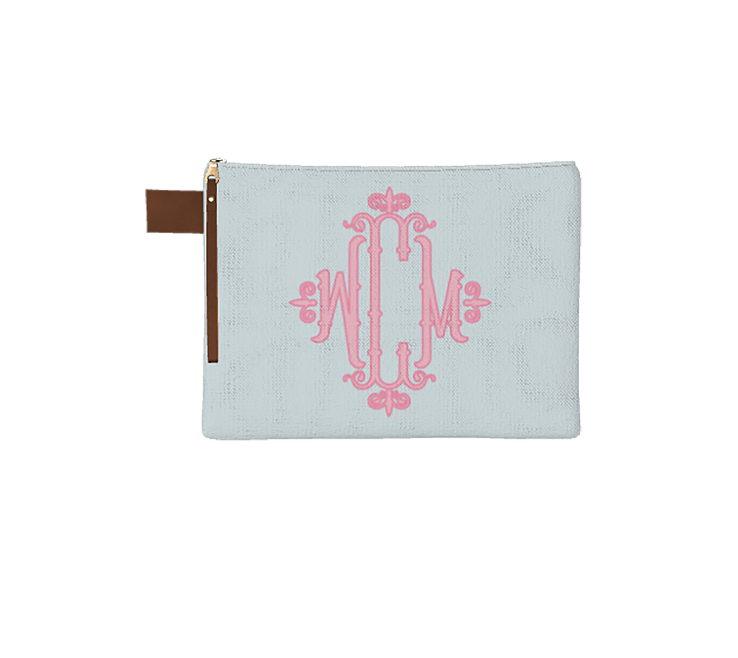 Solid Bamboo Monogram Zipper Pouch