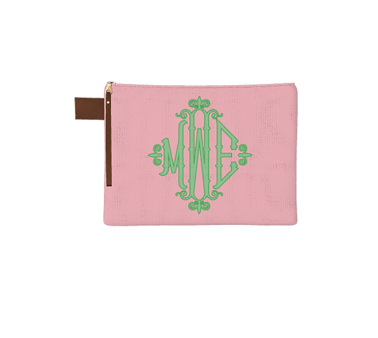 Solid Bamboo Monogram Zipper Pouch