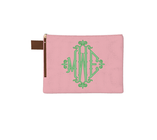 Solid Bamboo Monogram Zipper Pouch