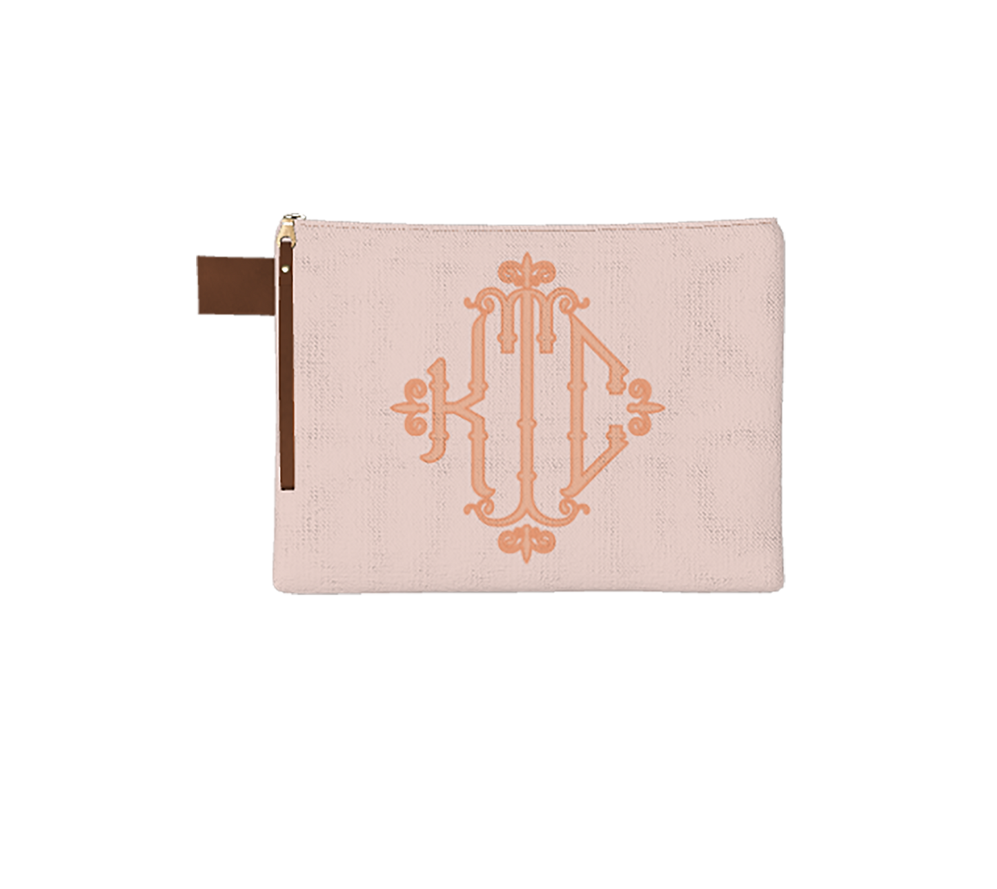 Solid Bamboo Monogram Zipper Pouch