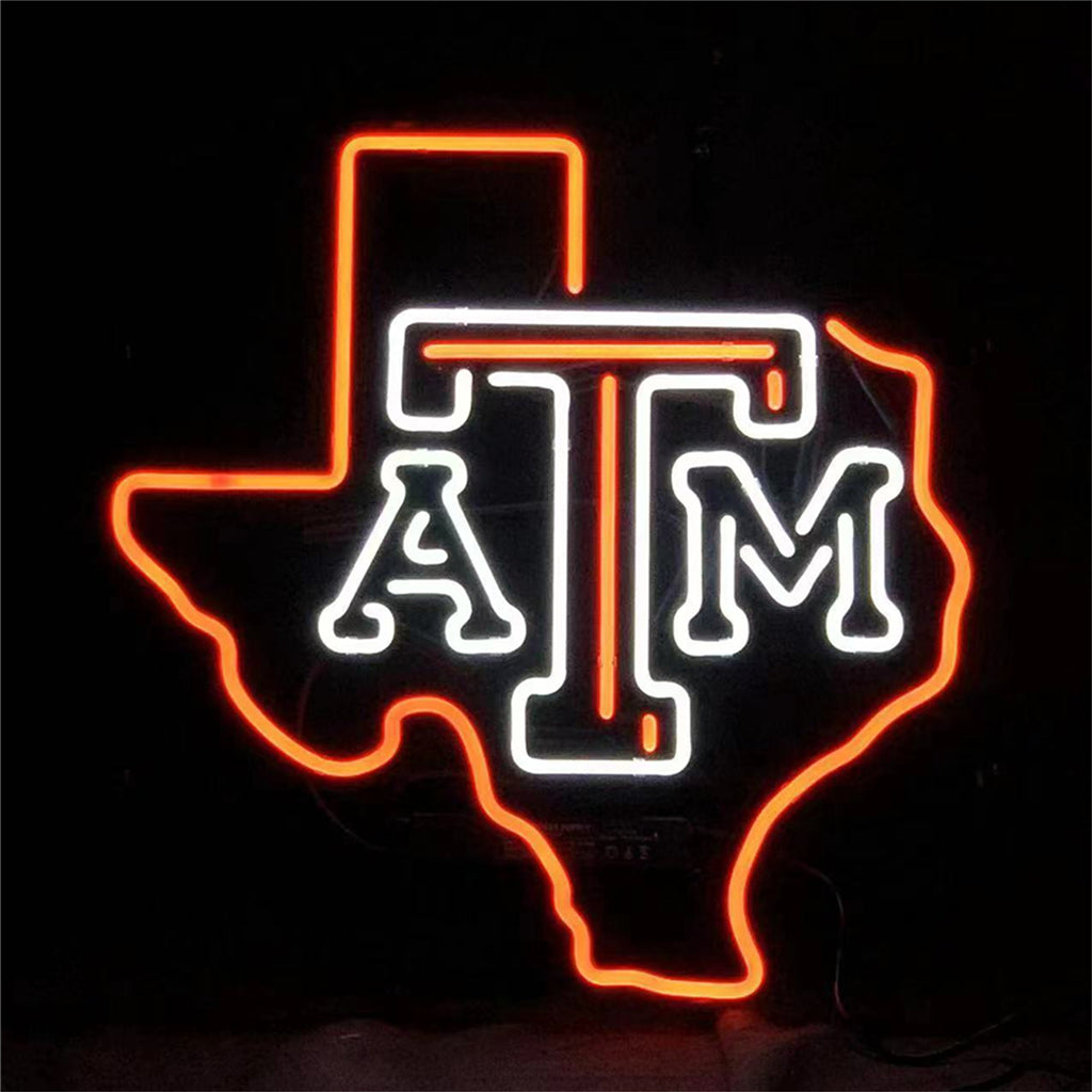 Texas Map with ATM Neon Signs Light