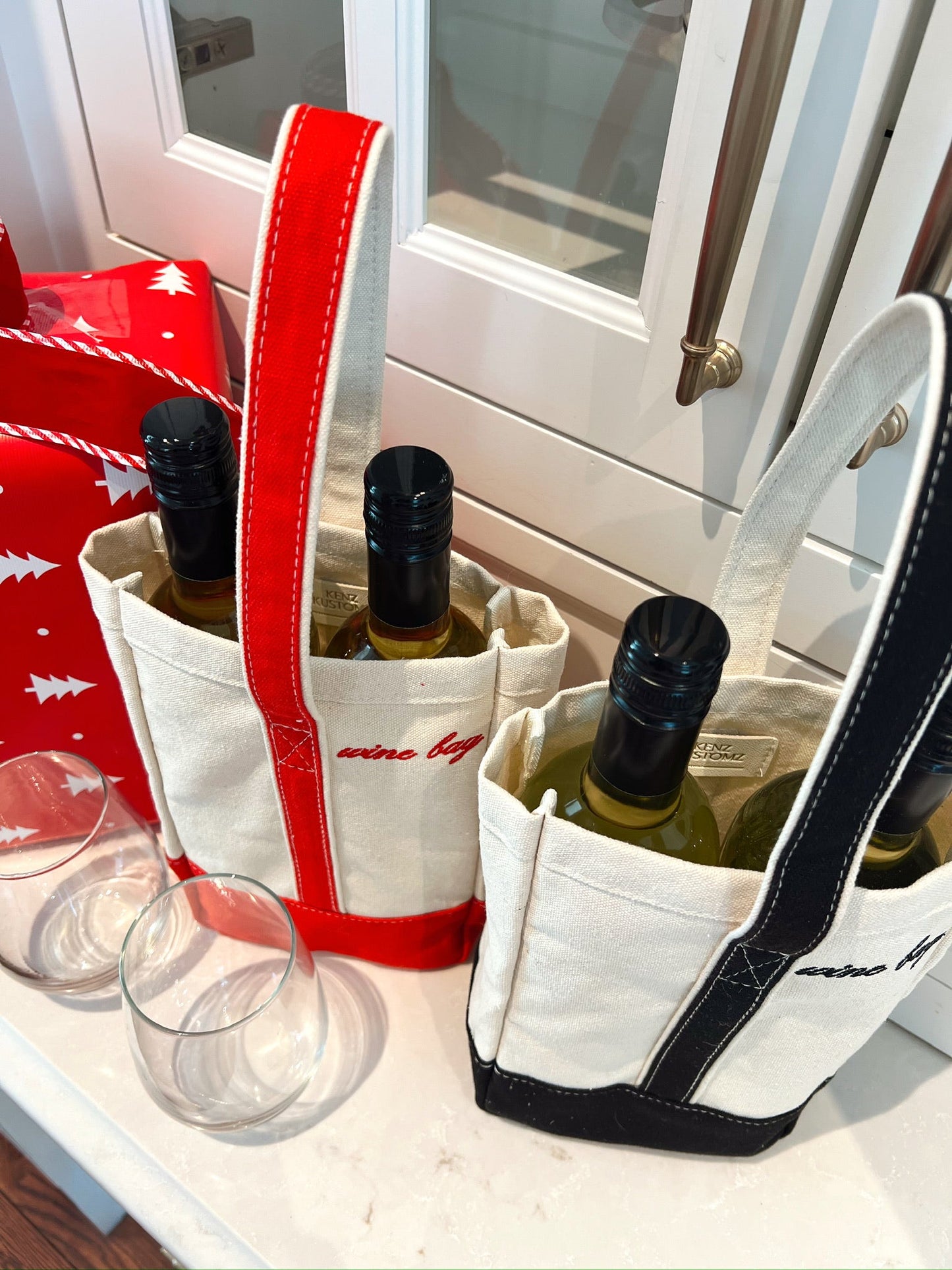 Embroidered Wine Bag