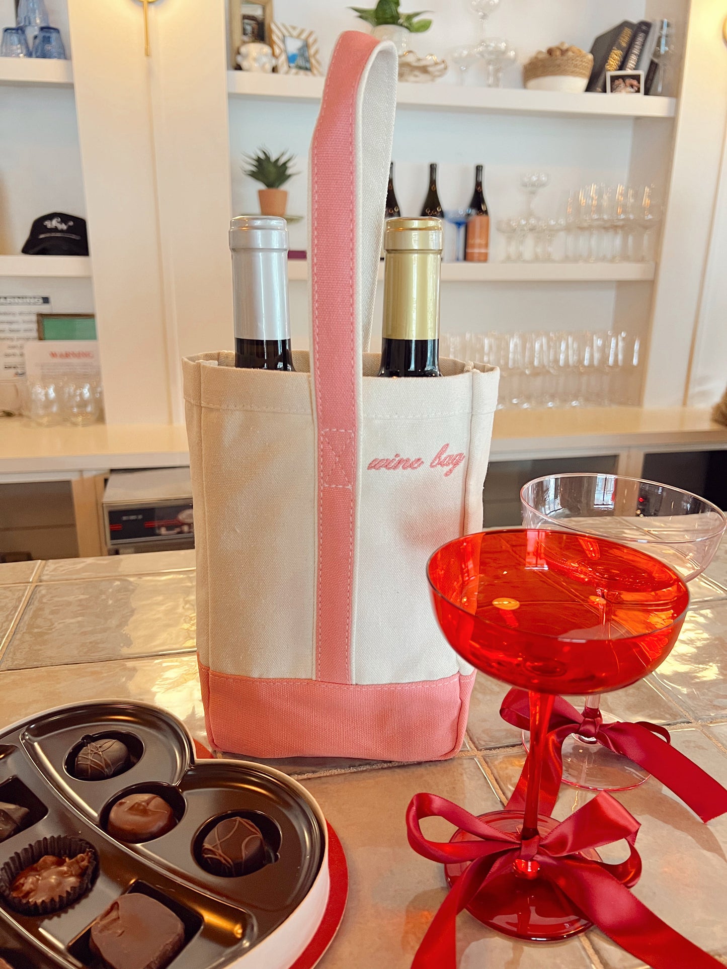 Embroidered Wine Bag