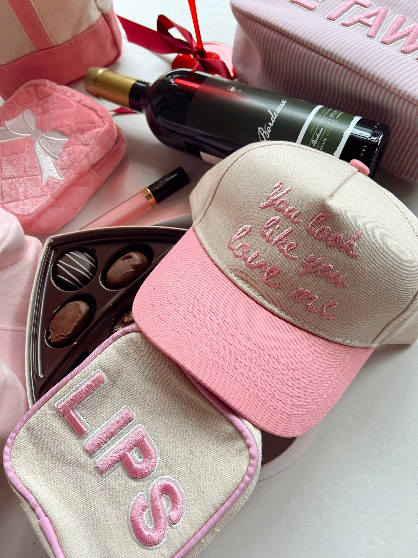 Embroidered - You Look Like You Love Me - Pink Vintage Trucker Hat