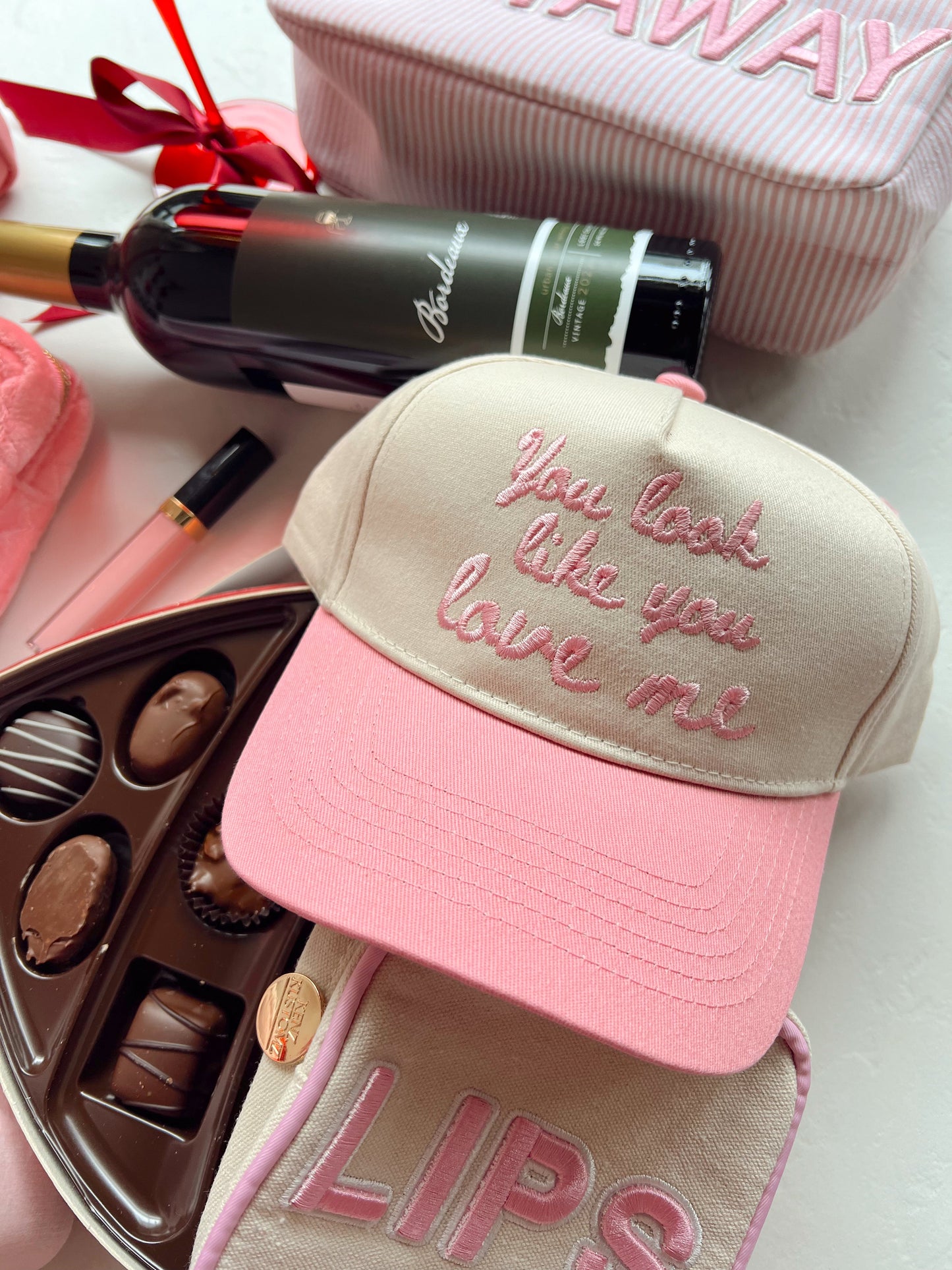 Embroidered - You Look Like You Love Me - Pink Vintage Trucker Hat