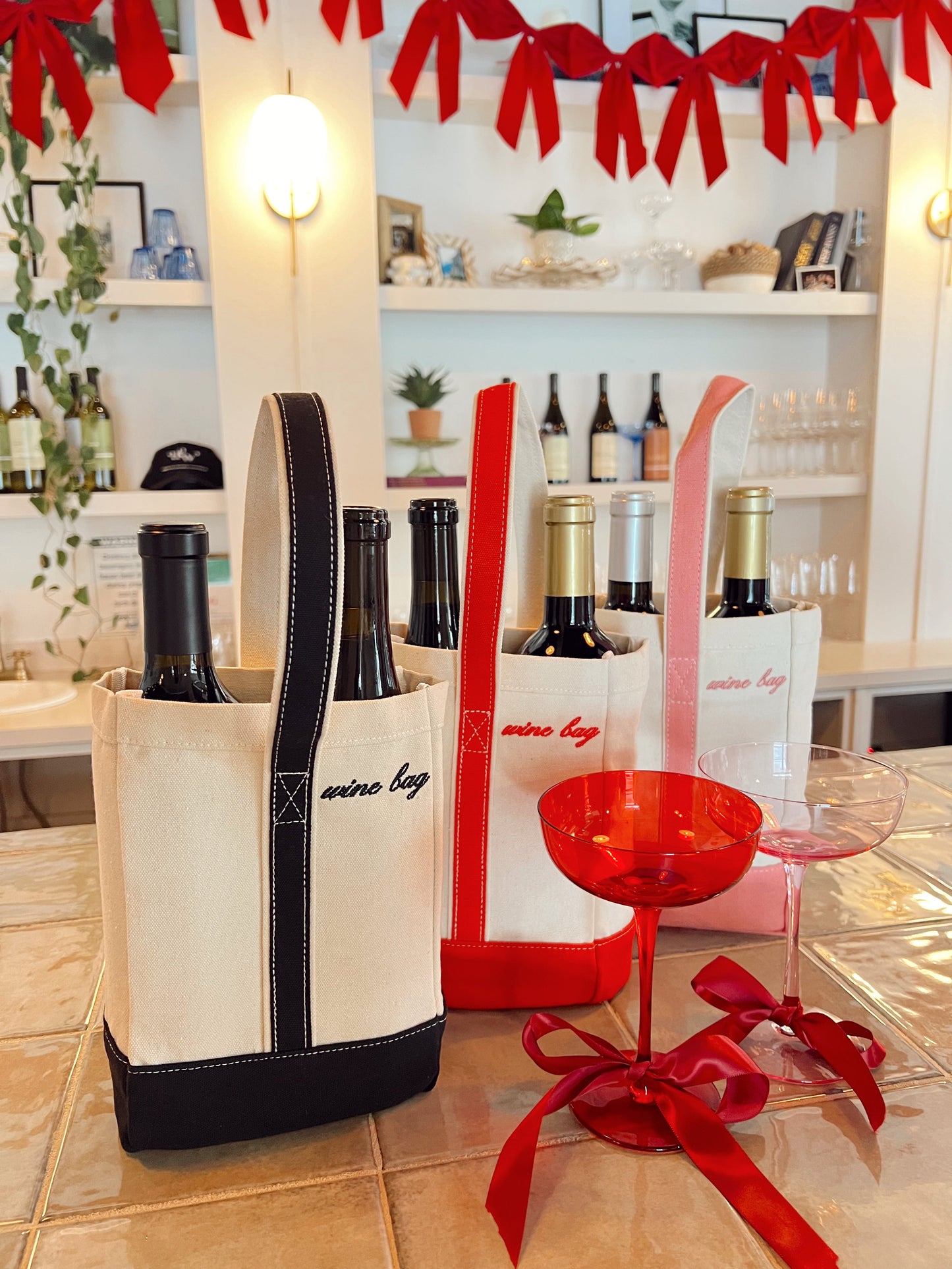 Embroidered Wine Bag