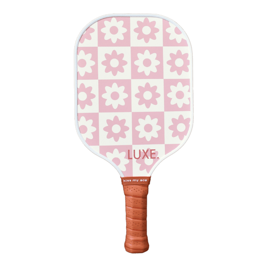 Checkered Flower PickleBall Paddle