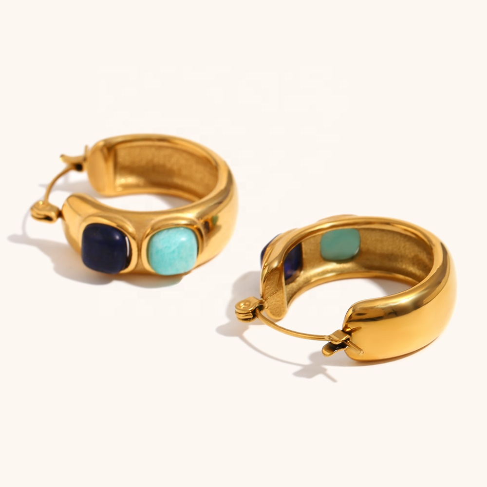 Harbor Stone Hoop Earrings
