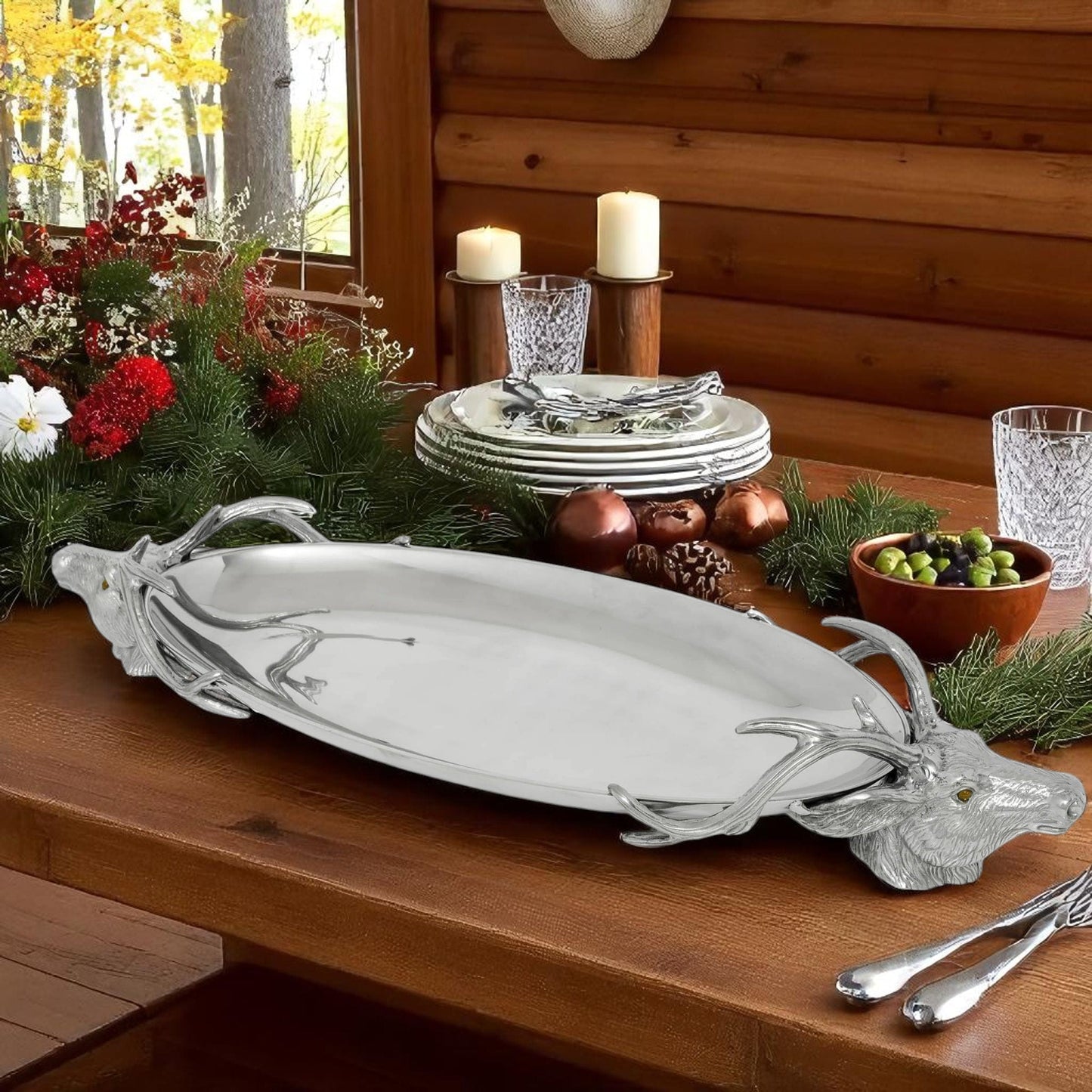 Deer Head Centerpiece Tray