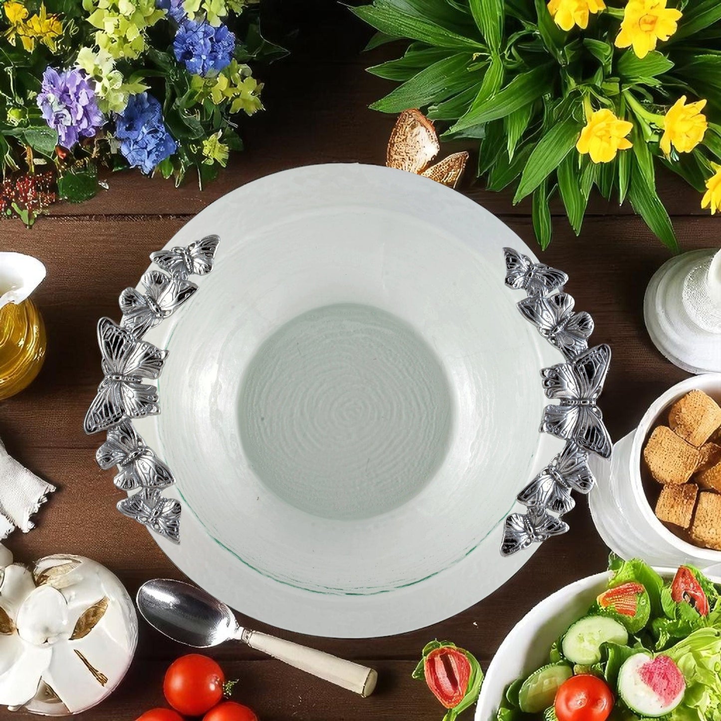 Butterfly Glass Salad Bowl