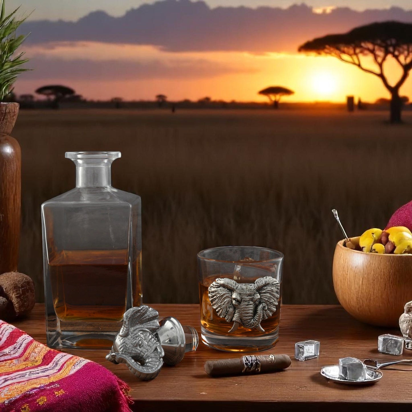 Elephant Decanter Set with Glasses