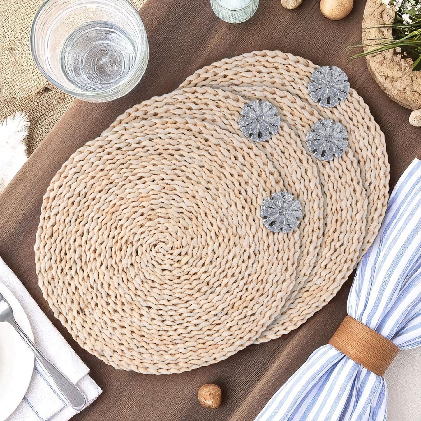 Sand Dollar Twisted Seagrass Placemats - set of 4