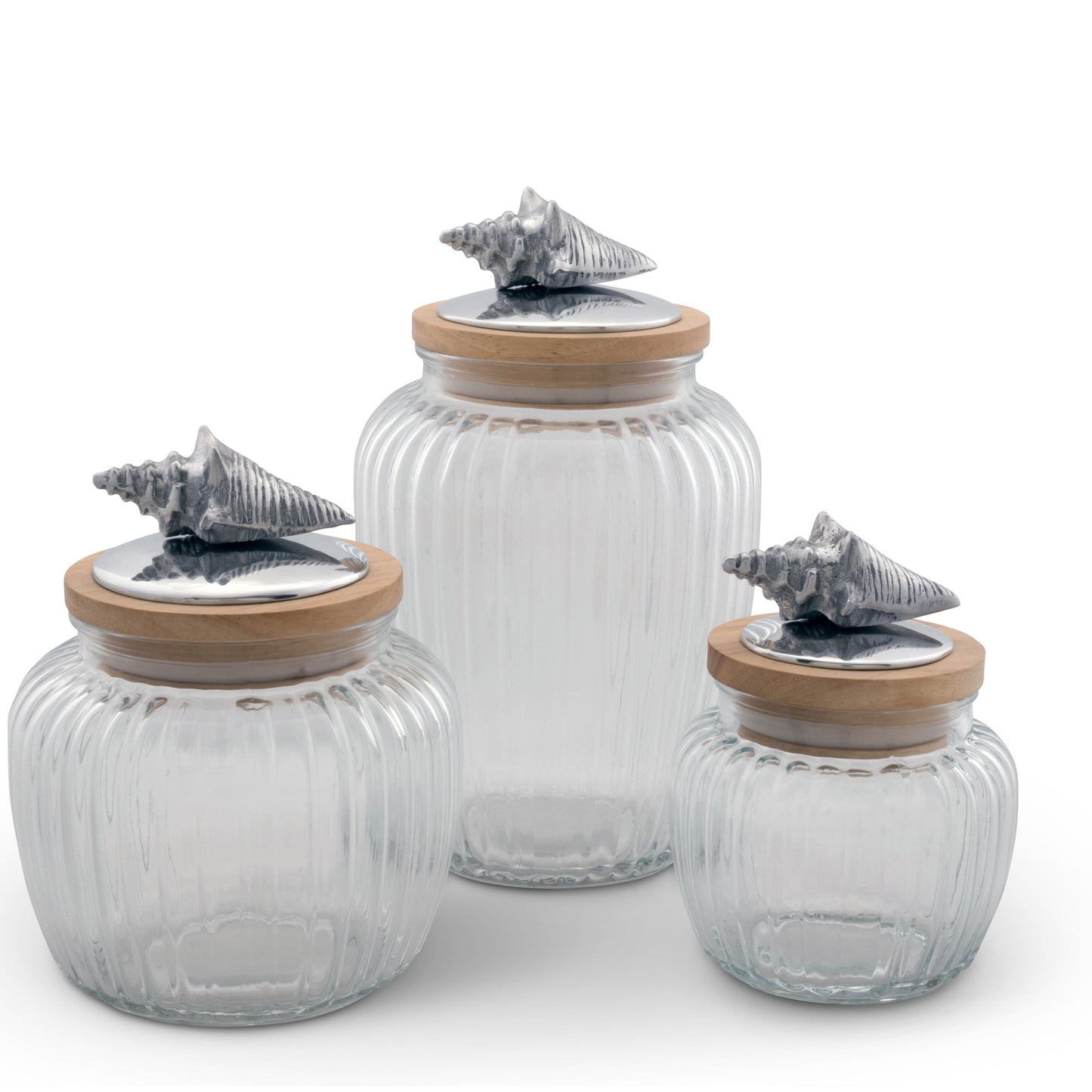 Shell Knob Glass Canisters