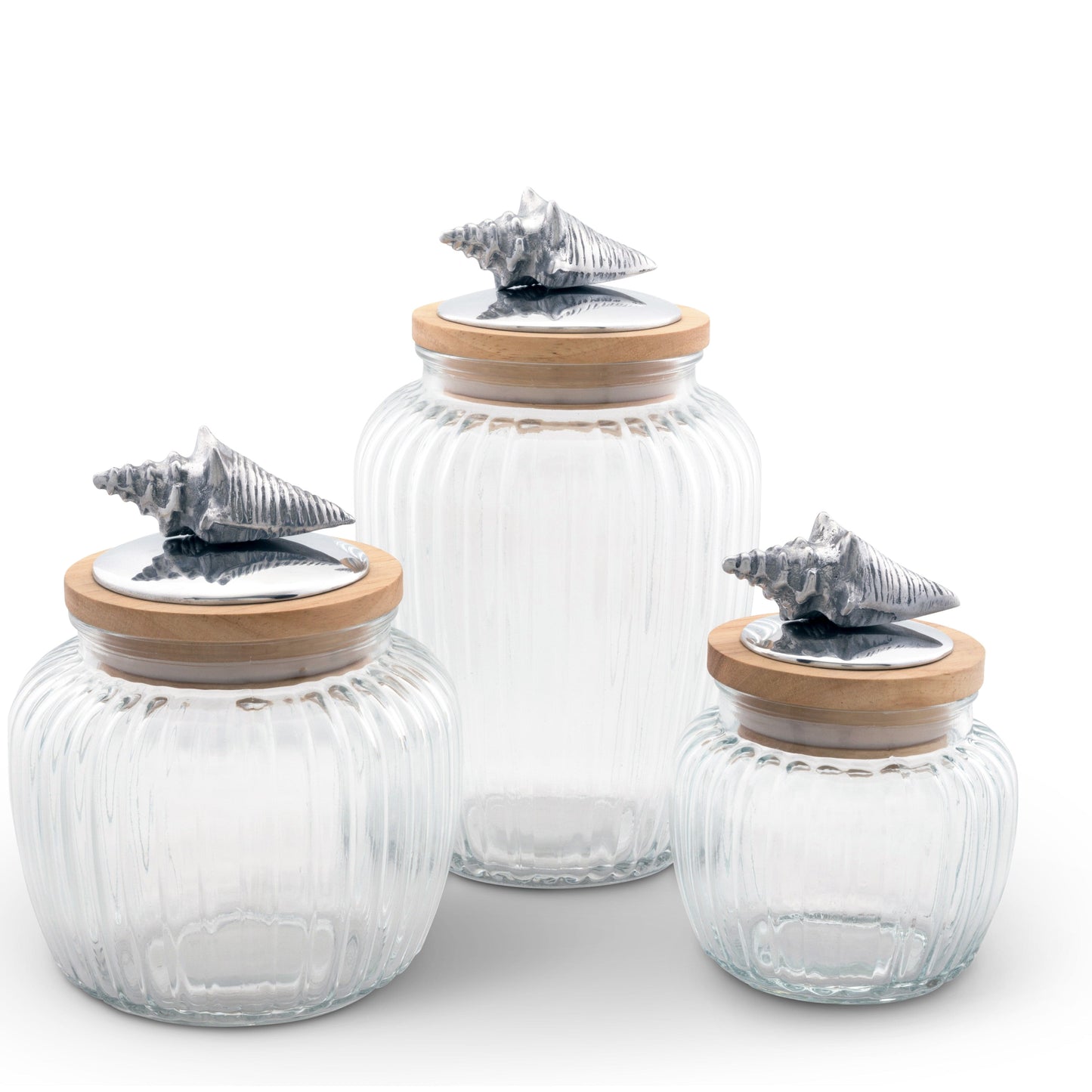 Shell Knob Glass Canisters