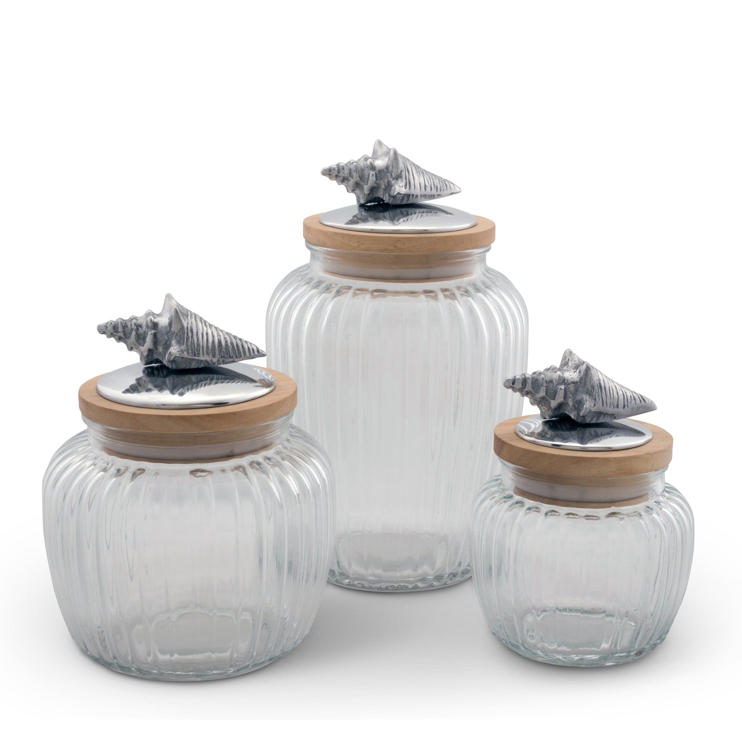 Shell Knob Glass Canisters