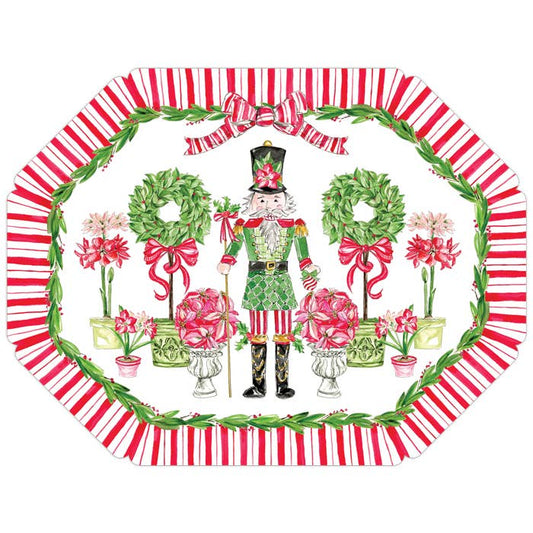 Red and Green Poinsettia Nutcracker Posh Die-Cut Placemat
