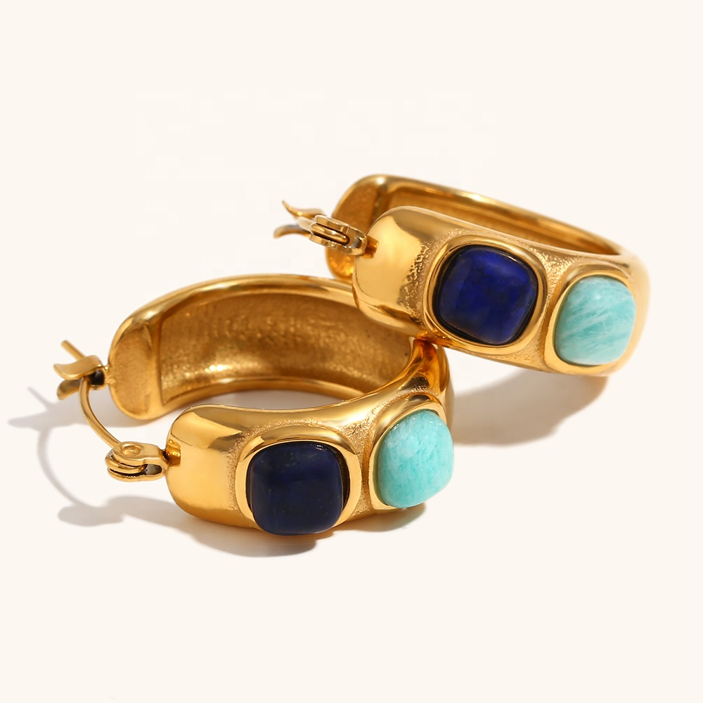 Harbor Stone Hoop Earrings