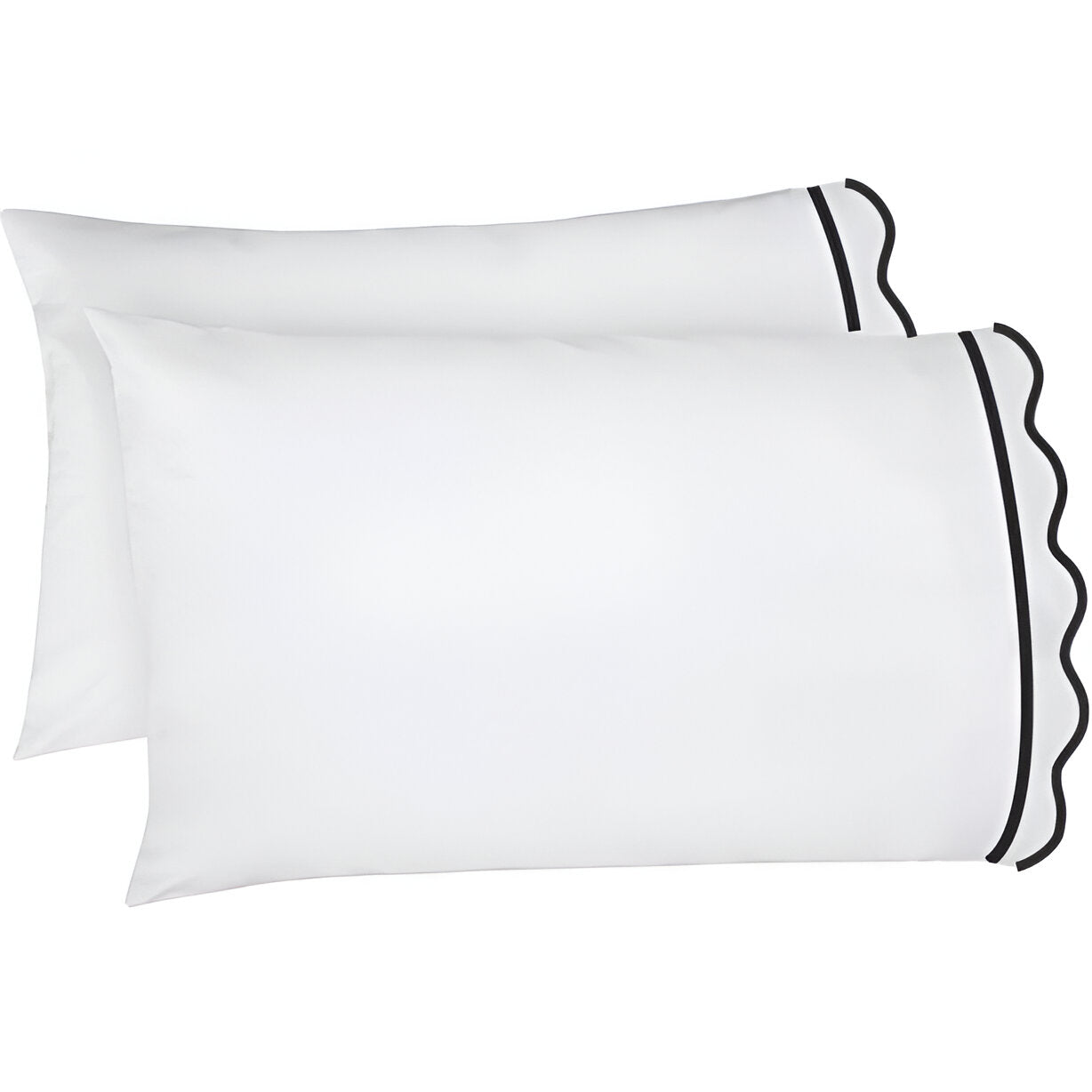 400TC Cotton Scallop Embroidery & Border Sateen Solid Pillowcases (Set Of 2)