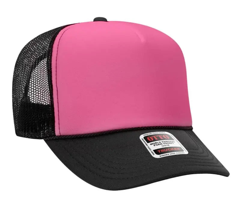 Hot Mess Neon Pink Design Adult Otto Foam Trucker Hat
