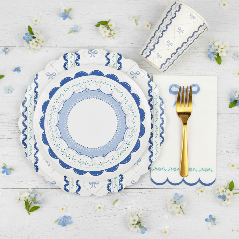 Blue Coquette Dessert Plates 8"(Set of 8)