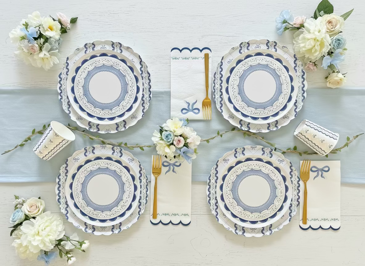 Blue Coquette Dessert Plates 8"(Set of 8)