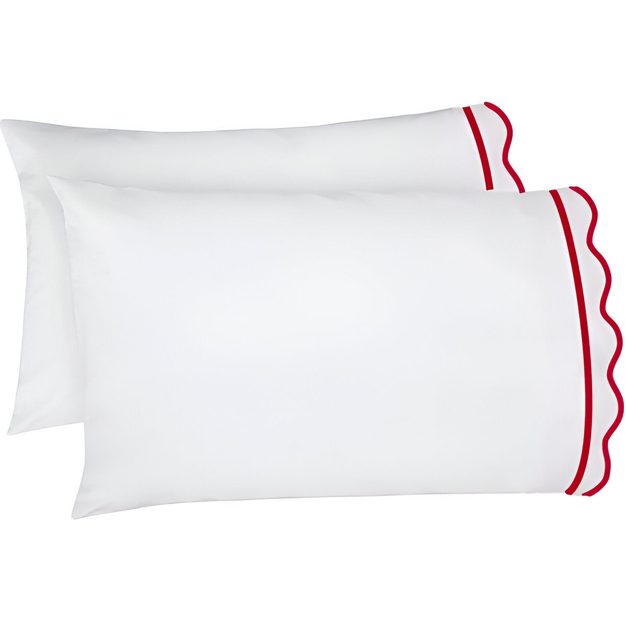 400TC Cotton Scallop Embroidery & Border Sateen Solid Pillowcases (Set Of 2)