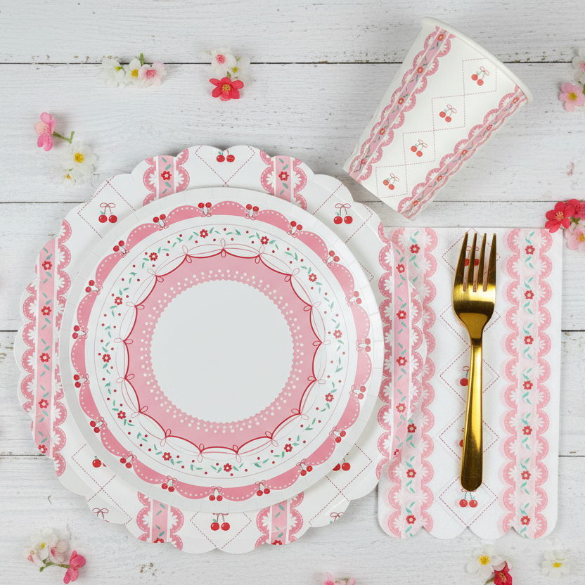 Pink Bow Coquette Large Plates 10" (8 pack)