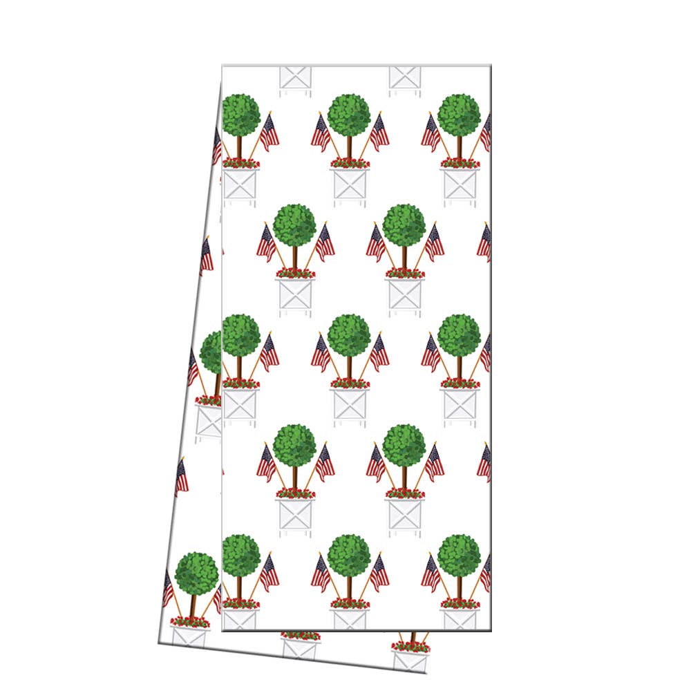 Cotton Tea Towel | Patriotic Topiary Pattern