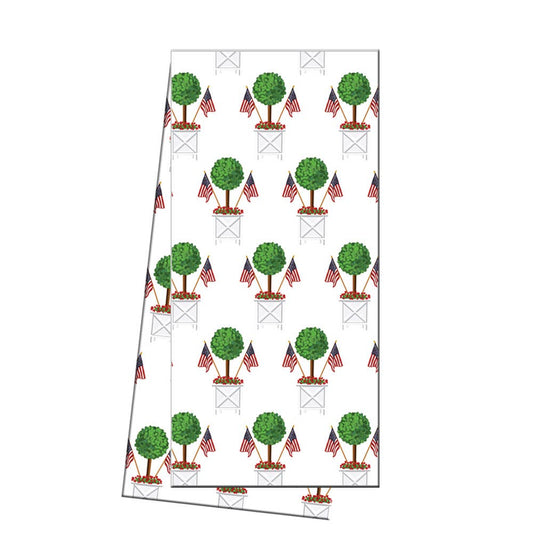 Cotton Tea Towel | Patriotic Topiary Pattern