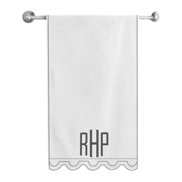 Monogram U Shape Embroidered Bath Towels (Set of 2)