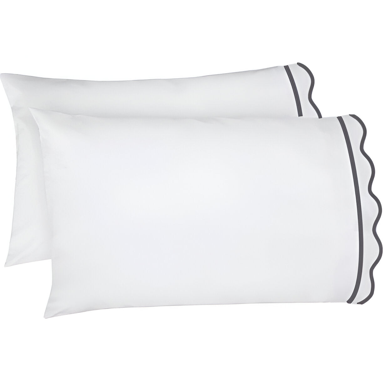400TC Cotton Scallop Embroidery & Border Sateen Solid Pillowcases (Set Of 2)