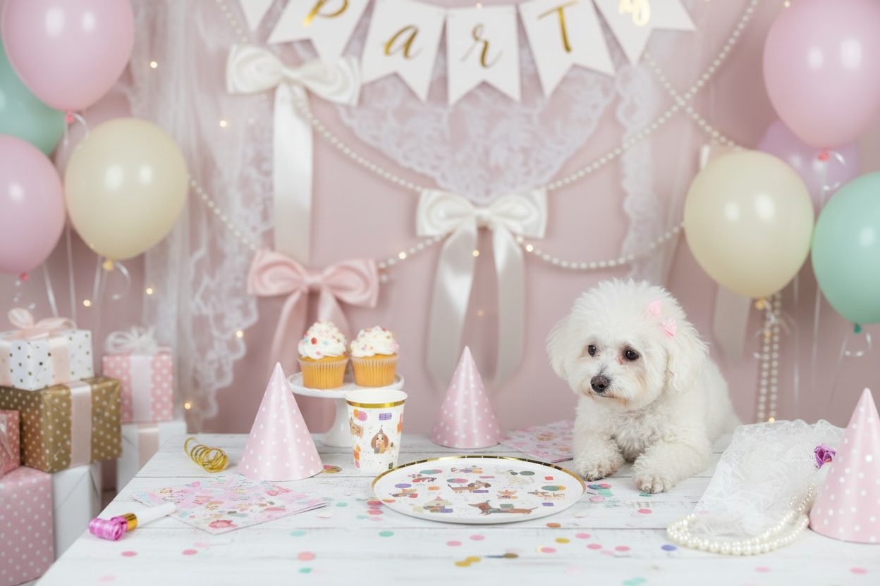 Dogs Coquette Dessert Plates 8" (Set of 8)