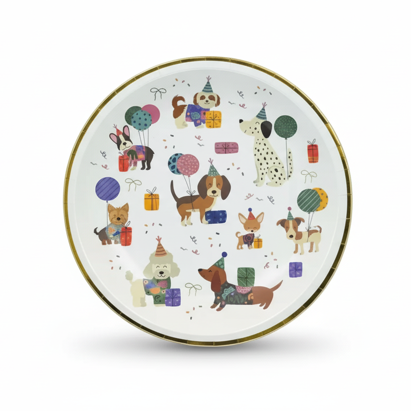 Dogs Coquette Dessert Plates 8" (Set of 8)