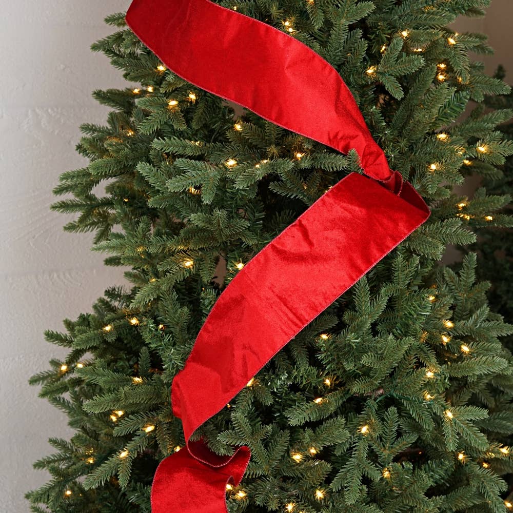 R32980-Wired Ribbon-Red Velvet w. Metallic Red back (4inW)