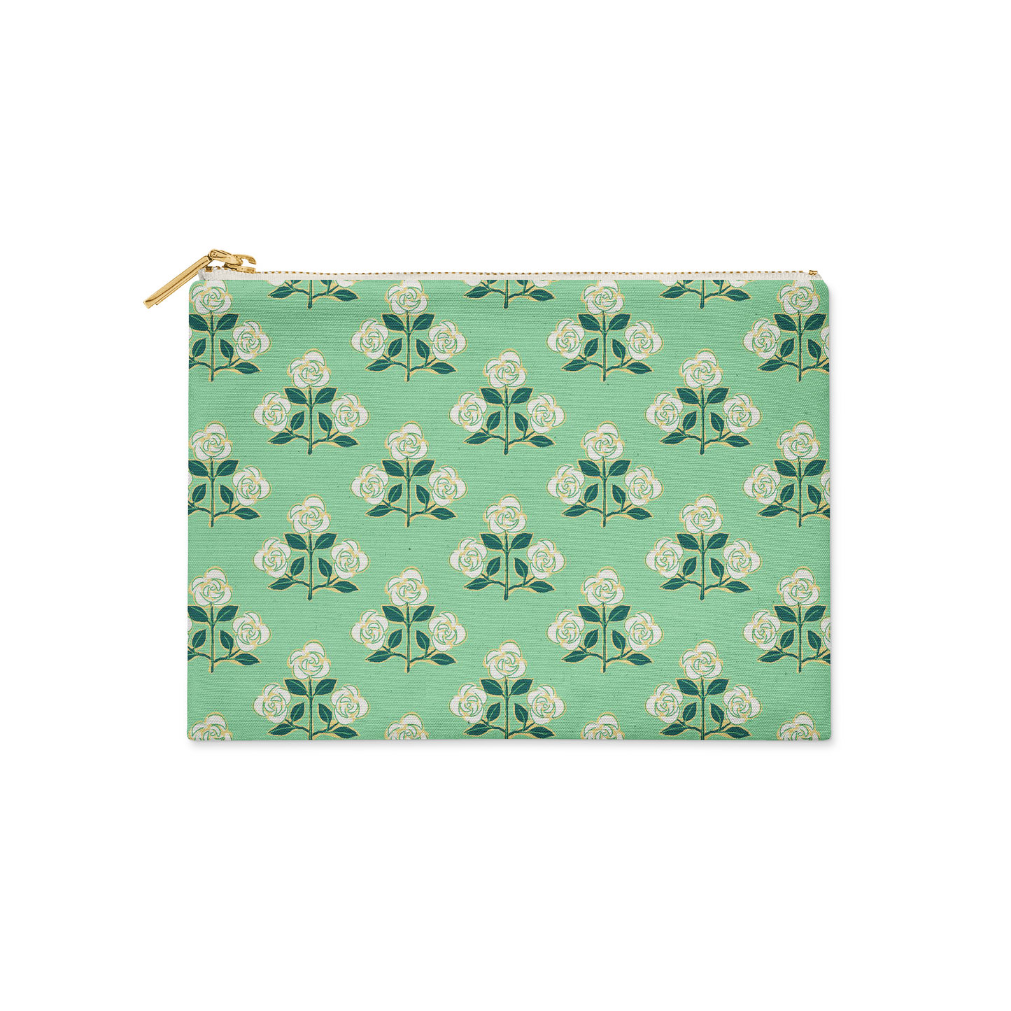 Single Initial - Small Flat Zip Pouch Betsy Green  - New!