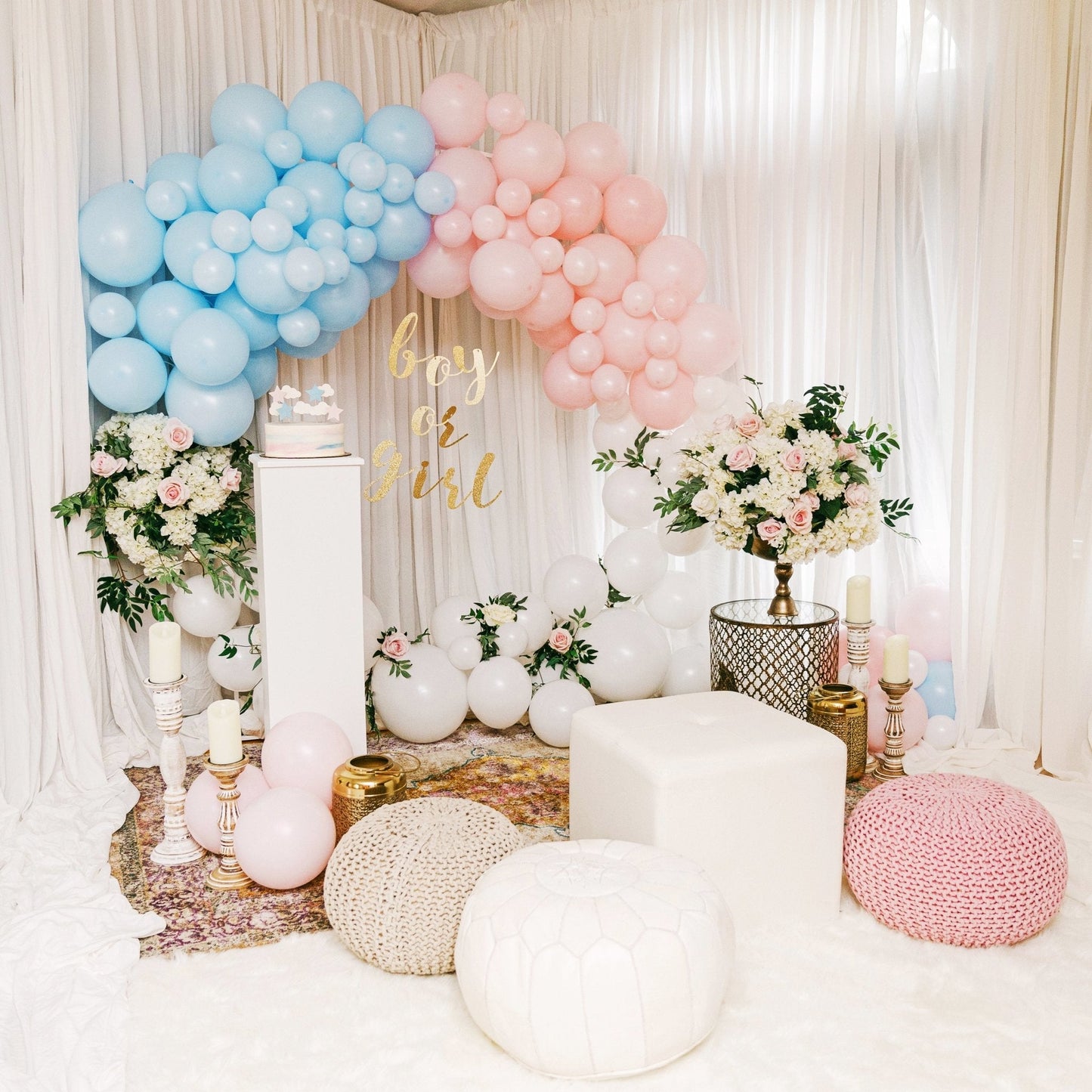 Pastel Sky Balloon Garland Kit – Pink, Blue & White