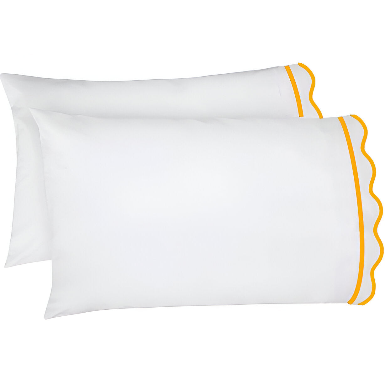 400TC Cotton Scallop Embroidery & Border Sateen Solid Pillowcases (Set Of 2)