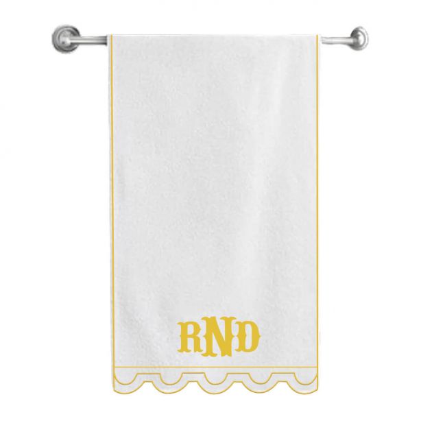 Monogram U Shape Embroidered Bath Towels (Set of 2)