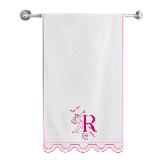Monogram U Shape Embroidered Bath Towels (Set of 2)