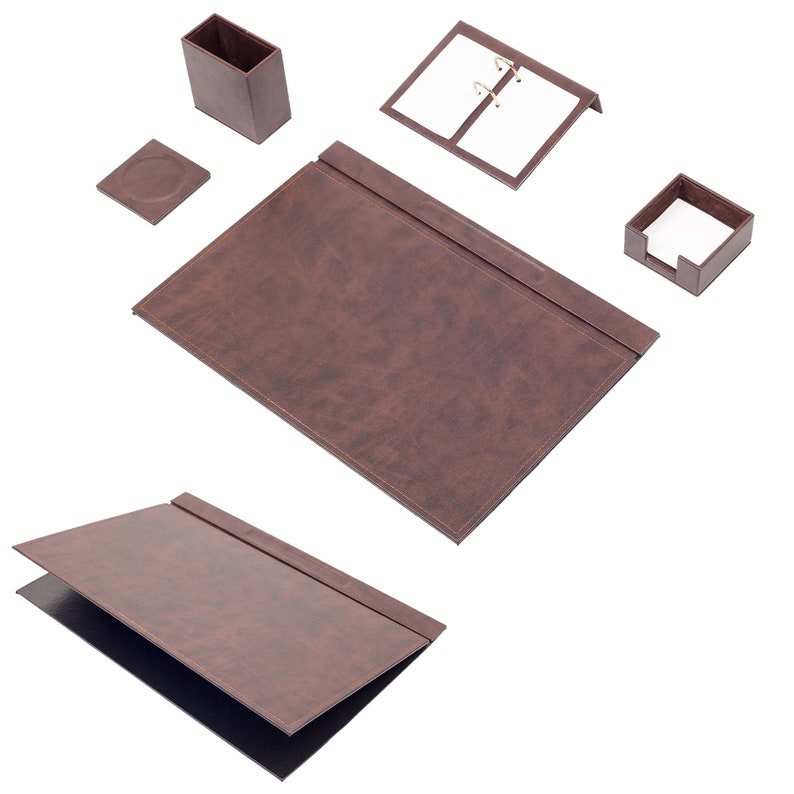 MOOG Leather Desk Set-5 Accessories -White- 5 PCS