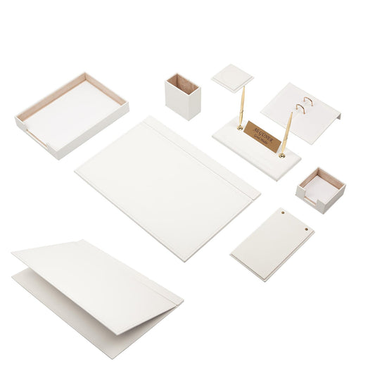 MOOG Leather Desk Set - Single Document Tray- White - 10 PCS